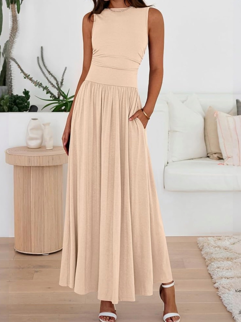 BTFBM Ruched Tank Maxi Dress